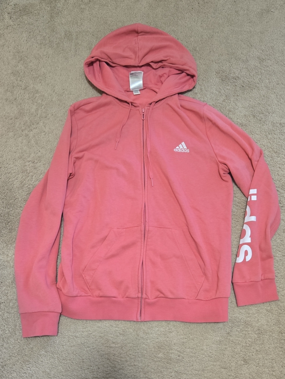 adidas Coral Pink Full-Zip Hooded Jacket